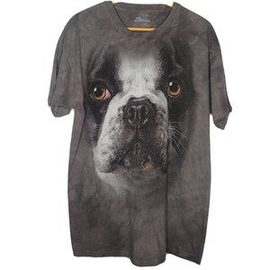 The Mountain Men 2XL Boston Terrier Dog Face T Shirt Gray Tie Dye Canine Love